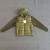 Chamarra de algodón con capucha de punto splicing en puños diseño con capucha prenda exterior para otoño e invierno estilo casual de lujo ligero
