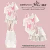 Conjunto de Falda Estilo Universitario para Niñas, Nueva Moda de Verano Mariposa de Dibujos Animados Hombros Descubiertos Manga Corta Dulce Falda de Pastel Conjunto de Dos Piezas