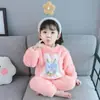 Mini Balabala Niñas Peluche Ropa de Casa Estilo Lindo Invierno Nuevo Bebé Cálido Coral Fleece Conjunto de Pijamas