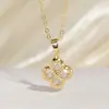 Brilhante Colar de Diamante Trevo de Quatro Folhas para Mulheres com Zircônia de Cobre, Não Desbota, Corrente de Clavícula Exquisita e Elegante, Joia Simples e Versátil