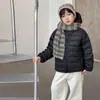 Jaqueta Acolchoada Infantil 90% Penugem de Pato Branco Impermeável com Costelas, Estilo Pai e Filho, Colete Acolchoado Anti-Perda de Penugem, Casaco Leve e Quente, Moderno
