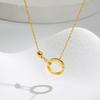 Collar con anillo de oro pequeño romano de estilo frío Ins, cadena de clavícula de acero de titanio, diseño de nicho femenino, no se desvanece, venta al por mayor de fábrica