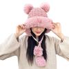 Gorro de punto cálido de cuatro bolas para otoño e invierno, bonito gorro para actividades al aire libre, compras, esquí, protección auditiva del norte, gorro frío para niños.