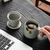 Taza de Conejo de Jade Pintada a Mano con Grietas de Hielo del Fabricante con Tapa Taza de Té para Oficina Taza Personal para Separación de Té Taza de Cerámica