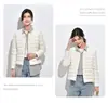 2026 nueva chaqueta ligera de plumón forro interior mujer corta cuello redondo acanalada ligera invierno moda chaqueta interior