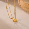 OPK Cadena para Clavícula Doble de Acero de Titanio con Colgante de Corazón Superpuesto de Acero Inoxidable, Temperamento, Sentido Avanzado, Cadena para Clavícula, al por Mayor