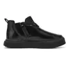Botas de Couro de Cano Alto Masculinas Tendência Punho de Tricô Cobertura para os Pés Botas Masculinas Sola Grossa Aumento de Altura Botas Chelsea de Cano Curto Estilo Masculino