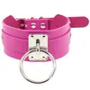 Cuero PU Ecológico Moda Europea y Americana Harajuku Punk Anillo Gargantilla Estilo Callejero Nightclub Plata Collar en Forma de O Cadena para el Cuello
