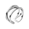 Anillo de Línea Cruzada Chapado en Plata de Ley 925 Transfronterizo para Mujer Ins Simple 2025 Nuevo Verano Elegante Moderno Anillo Abierto