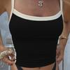 Verano 2024 Americano Sin Espalda Ombliguera Corto Sexy Chaleco Color Contrastante Ajustado Top Halter Camiseta Casual para Fondo