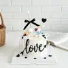 Decoración de pastel para el Día de San Valentín chino, adornos de perrito y gatito para teléfono, topper de lazo de acrílico con cinta de amor