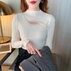 Suéter de Gola Alta Meia-Altura para Mulheres, Outono e Inverno, Estilo Sexy, Novo Design, Blusa Base Elegante e Estilosa para Mulheres A2427