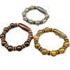 Pulsera de Cuentas Dzi de Xizang con Patrón de Dragón Amarillo, Cuentas Redondas de Flor de Hielo, Pulsera de Ágata con Patrón de Dragón, Unisex, Suministro al por Mayor