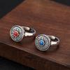 Anillo mantra retro de seis palabras de plata s925 para hombre y mujer, joyería de diseño original, abierto, giratorio, anillo de pareja de plata tailandesa