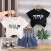 Conjunto de Roupa de Verão para Meninos, Novo Estiloso Versão Coreana Verão 2026, Gola Redonda Manga Curta Estilo Fino, Conjunto Moderno de Duas Peças para Bebê