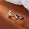 Pendientes de aro de plata de ley 925 con cruz de diamantes completos para mujer, lujo ligero, pendientes de moda de alta gama, aros versátiles de nicho, accesorios estilo INS