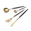 Conjunto de quatro peças principais portuguesas planas de aço inoxidável, espelho leve, faca, garfo e colher, utensílios de mesa