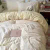Juego de ropa de cama de algodón de cuatro piezas estilo Ins, sábana popular de grado de maternidad Clase A para dormir sin ropa, funda de edredón, sábana bajera para dormitorio juego de tres piezas