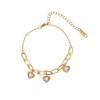 Pulseira com Corrente e Pingente de Coração de Amor Cravejado com Diamantes Estilo Retrô Europeu e Americano para Meninas, Joia de Mão de Aço Titânio de Luxo Leve Nicho de Alta Qualidade Atacado