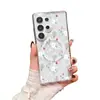 Capa Magnética para Celular Samsung S25 Edge Estilo Coreano e Japonês Margarida Tela Cheia S24 Simples Fresca Capa Protetora de Acrílico