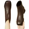 Botines Nuevos 2026 Punta Cuadrada Tacón Grueso para Mujer Piel Suave Cierre Trasero Botas Martin Versátiles Marrón Negro Para el Trabajo Mujer