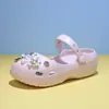 Sapatos Femininos Estilo Ballet com Solado Grosso e Perfurados em Diamante, Sapatos de Casa/Internos de Verão Fechados na Ponta, Antiderrapantes, Resistentes a Odores, Feitos de EVA