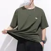 Camiseta de Manga Corta con Sensación de Hielo para Hombre, Camiseta Deportiva Transpirable de Cuello Redondo de Seda de Hielo de Secado Rápido, Camiseta Superior Holgada Elástica de Talla Grande
