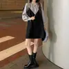 Vestido falso de dos piezas con bloques de color para mujer, nuevo diseño primavera y otoño 2026, elegancia de diosa, entallado en la cintura, vestido corto adelgazante