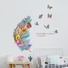 Nuevo Fx-B119 de Fanxi Mariposa de Plumas Colorida de Dibujos Animados Embellecimiento de Pared de Entrada de Dormitorio Infantil Adhesivo de Pared Decorativo
