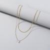 Colar de zircônia minimalista com corrente de clavícula sobreposta de camada dupla, tendência da moda europeia e americana para mulheres
