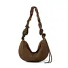 Bolsa de Ombro Suede Cor Sólida Estilo Coreano 2025 Nova Tendência Bolsa Dumpling Versátil Suede Plissado Casual Bolsa Transversal