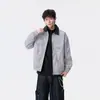 Jaqueta Estilo Americano para Homens, Tie-Dye, Primavera e Outono, Marca Tendência, Casual Novo Estilo, Caimento Solto, Jaqueta de Camurça com Gola Reversível