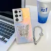 Capa de Celular com Suporte de Borboleta a Laser Galvanizado para Samsung S24ULTRA Tendência A54 Personalidade A14 Pulseira A34
