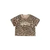 Camisetas Redondas de Verano para Niños y Niñas, Camisetas Ligeras de Manga Corta con Estampado de Letras Personalizadas y Leopardo para Niños