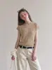 Conjunto Suelto Estilo Coreano Falso Dos Piezas Malla con Cuello en V Manga Corta de Verano para Mujer Camiseta Fina de Tejido de Seda de Hielo