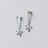 Pendientes de botón de plata de ley 925, elegantes pendientes colgantes con lazo en la espalda, pendientes femeninos, joyería sencilla coreana de plata de ley.