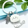 Cross-border Hot Selling Criativo Aço Inoxidável Desenho Animado Gatinho Chaveiro Simples Moda Bonito Gato Casal Chaveiro