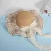 Sombrero de Paja Estilo Francés Ondulado para el Sol para Mujeres al Aire Libre en Verano, de Alta Gama, Ala Ancha, Lazo de Encaje, Protección Solar