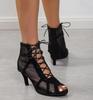 Europeo y Americano Transfronterizo Nuevo Negro Malla Gamuza Moda Correa Cruzada Sexy Tacones Altos Talla Grande Zapatos de Mujer Aliexpress Amazon