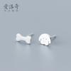 Pendientes de botón de plata s925 Nalan con diseño de cachorro para mujer estilo coreano lindos animales asimétricos año del perro pendientes pequeños de hueso E8589