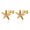 Brincos Cheinhos de Estrela do Mar para Mulheres, Moda Praia Oceano Cruzada Europeia e Americana Estilo Casual Brincos de Concha Estrela para Mulheres