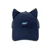 Gorra de Béisbol con Bordado de Letras y Orejas de Gato de Dibujos Animados Lindas para Mujer, Estilo Coreano Casual de Moda Diaria Gorra de Pico de Pato de Gama Alta