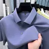 Camiseta de manga corta para hombre de algodón mercerizado de doble cara, 70 hilos, nuevo estilo de verano, suave como la seda, transpirable, con cuello, polo de color liso para hombre