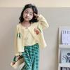 Conjunto de Ropa Estilo Coreano para Niña Pequeña, Conjunto de Dos Piezas de Chaleco y Cárdigan de Moda para Niña Primavera y Otoño, Ropa de Otoño de Moda para Niños Celebridades de Internet