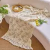 Toalla de Baño de Algodón Puro con Borde de Encaje, Tejido Waffle, Suave y Cómoda, Toalla Absorbente y Amigable con la Piel