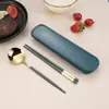 Colher Garfo Hashi de Aço Inoxidável Conjunto de Talheres Portátil Talheres Portugueses Conjunto de Talheres de Presente Portátil