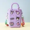 Monedero de silicona con forma de cueva cuadrada para niños, bolso cruzado para caminar, divertido y bonito bolso de silicona para cambio.