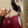 Pendientes Exóticos de Venta Caliente, Ganchos de Oreja Artísticos Clásicos Elegantes Vintage, Pendientes Versátiles con Colgante de Borla Hueca de Moda