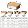 Lonchera con Tapa de Bambú Caja de Acero Inoxidable 304 para Conservar Frescura con Tapa para Uso Doméstico, Lonchera para Oficinista, Caja de Comida Compartimentada Venta al por Mayor