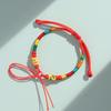 Pulseira de Cordão Vermelho Semiacabada, Tecida à Mão Fivela Abacaxi Dois-em-Um, Enrolada em Arame, Com Espaço para Miçangas, Pulseira DIY em Ouro Duro